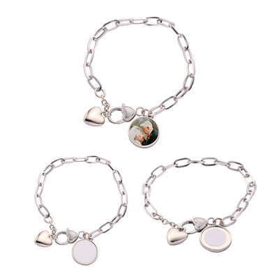Silver Rhinestone Bracelet Sublimation Metal Charm Bracelet Jewelry Blanks For Valentine'S Day