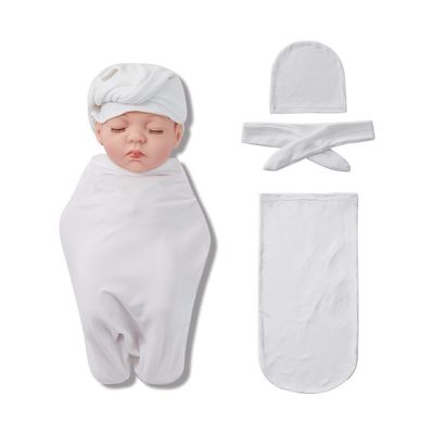 Full Set Sublimation Baby Swaddling Blanket Infant Wrap With Cap For Customized Photo Printing