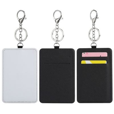 Sublimation Custom Blank ID Card Holder Luggage Tag Keychain Diy Custom Pu Leather Sublimation Card Holder