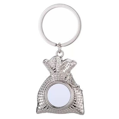 Custom Logo Keychains DIY Creative Sublimation Gift Bag Keychain Pendant Heat Transfer Metal Blank Round Photo Keyring
