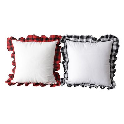 Double Sided Sublimation Pillow Case Blanks Printed Plaid Cotton Linen Sublimation Pillow Cover