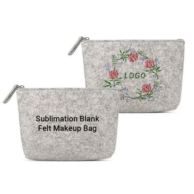 Custom Blank Sublimation Portable Felt Makeup Bag Coin Purse Cosmetic Canvas Bag With Zipper