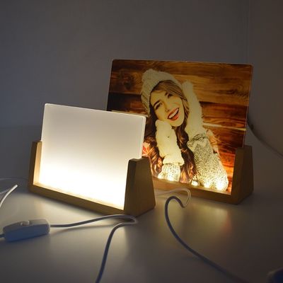U Shaped Acrylic Sublimation Led Photo Frame With Wooden Base Photo Printing Picture Frame Blanks