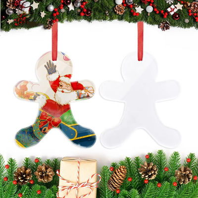 Christmas Gingerbread Man Xmas Tree Hanging Decoration Blanks Glass Sublimation Christmas Ornament