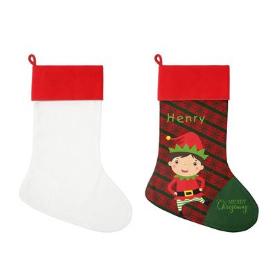 Sublimation Xmas Decorations Personalized Charpie Sublimation Blank Christmas Stockings With Red Cuff