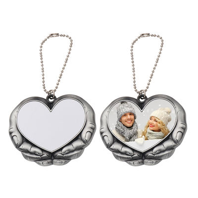 Creative Christmas Ornament Heart In Hands Sublimation Car Charm Pendants Blanks For Heat Press