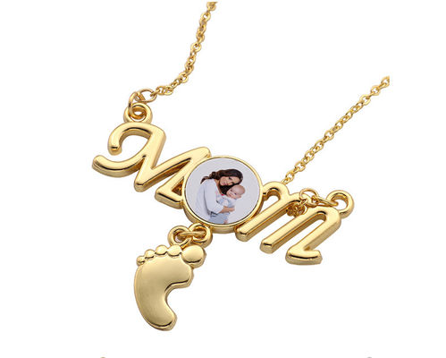 Mothers Day Gift Mom Necklace Sublimation Footprint Necklace Personalised Necklace For Mum And Baby