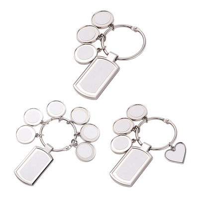 Custom Promotional Gift Keychain Blank Design Sublimation Charms Set Keychains With 3 Tags