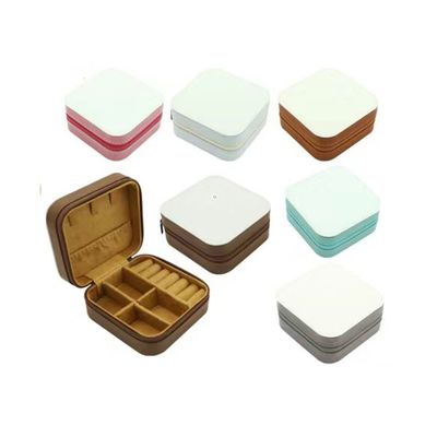 Custom Small Luxury Zipper Leather Portable Sublimation Storage Jewelry Travel Box For Necklace Earring Ring
