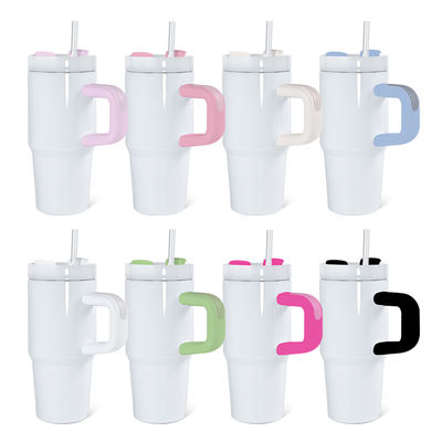 Stainless Steel Insulated 14oz Sublimation Handle Car Cup Portable Sublimation Travel Mug With Straw