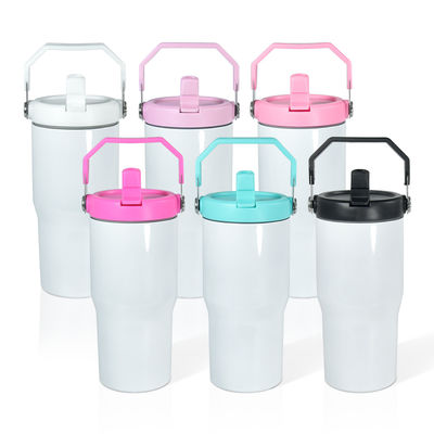 20 Oz Sublimation Tumbler With Flip Straw Handle Lid Custom Sublimation Sport Travel Bottle Car Cup