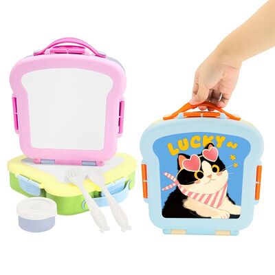 Creative Microwave Safe Lunchbox Sublimation With Fork And Spoon For Children Food Grade Plastic Fruit Bento Box For Office Workers
