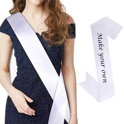 Customizable Blanks White Satin Sublimation Birthday Sash Bridesmaid Sash Party Shoulder Straps Welcome Belt