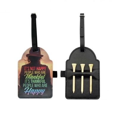 빈 PU 가죽 수블리메이션 골프 티 가방 태그 빈스 아버지 날 선물 사용자 지정 가죽 골프 티 홀더