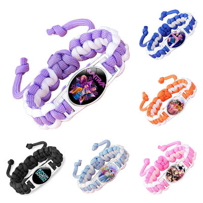 Sublimation KPOP Group Woven Bracelet Diy Custom Anime-Themed Crystal Inlaid Colorful Adjustable Wristband
