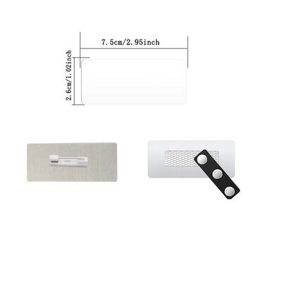 Coated Sublimation Aluminum Name Tag Custom Print Name Badge Pin Clips