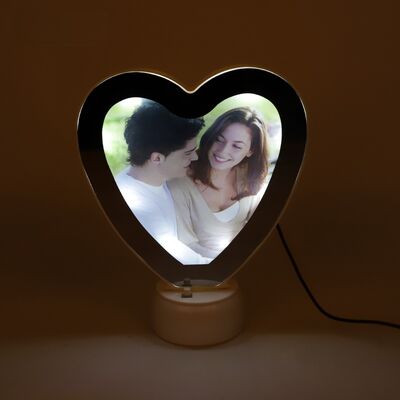 Heart Shape Magic Mirror Sublimation Blank Photo Frame Custom Led Magic Mirror Photo Frame