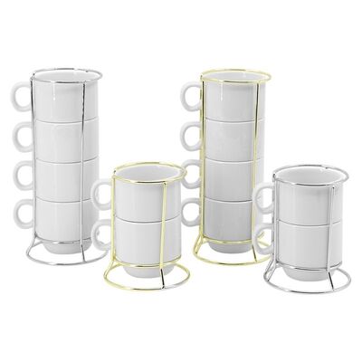 Sublimation Blank Stackable Mug Set Cute Heat Transfer Coffee Mugs Custom Set Of 4 Mug With Metal Rack