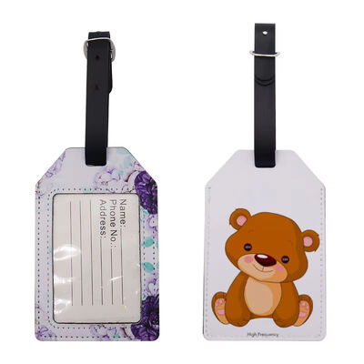 Double-Sided Slim Rectangle PU Leather Sublimation Luggage Tag Blanks Bag Tags