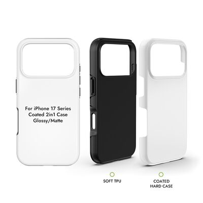 3D TPU+PC Sublimated Blanks Tough Coated Cell Phone Case Sublimation 2 In 1 Phone Case For Iphone 17 Series