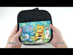 黒リネンブランク昇華型鍋つかみ、ポケット付きカスタム鍋つかみパッド