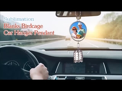 両面印刷可能な金属製カーハンギングオーナメントブランクペンダント、鳥かごフレグランス付き