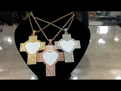 ヒップホップ 男性 クロス ネックレス サブライメーション ラインストーン ネックレス ジュエリー ブランク