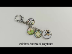 亜鉛合金昇華ブランクメタルキーチェーン カスタム昇華キーホルダー 丸型フォトチャーム4個付き