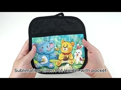 黒リネンブランク昇華型鍋つかみ、ポケット付きカスタム鍋つかみパッド