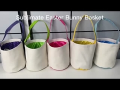 カラーハンドル付きブランク昇華イースターバニーバスケット、キュートなウサギの尻尾