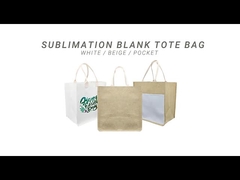 カスタムリネンサブリマーショントートバッグ フロントポケット付 ダイ カスタムサブリマーション印刷トートバッグ