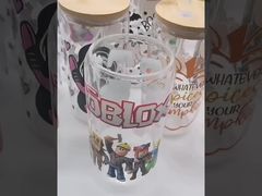 Sublimation High Borosilicate Glass Coke Cup With Bamboo Lid And Straw Sublimation Glass Mason Jar