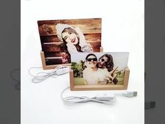U Shaped Acrylic Sublimation Led Photo Frame With Wooden Base Photo Printing Picture Frame Blanks