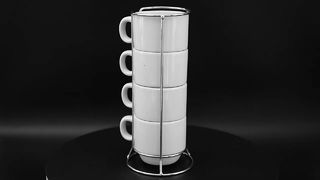 Custom Mugs Set Stackable Ceramic White